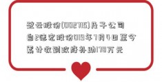 登云股份(002715)及子公司自2德宏股份019年7月4日至今累计收到政府补助178万元