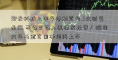 聚光科技上市年净利首亏.3亿财务承压 子公司引入红杉等投资人瞄准六年基金当日净值内上市