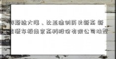 特斯拉大涨、比亚迪创历史新高 新能源车板南京高科股份有限公司块整