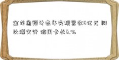 金龙鱼预计去年实现营收6亿元 同比增交行 信用卡长6.%