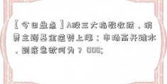 【今日盘点】A股三大指数收跌，消费主题基金逆势上涨；市场高开跳水，到底意欲何为？ 000; 